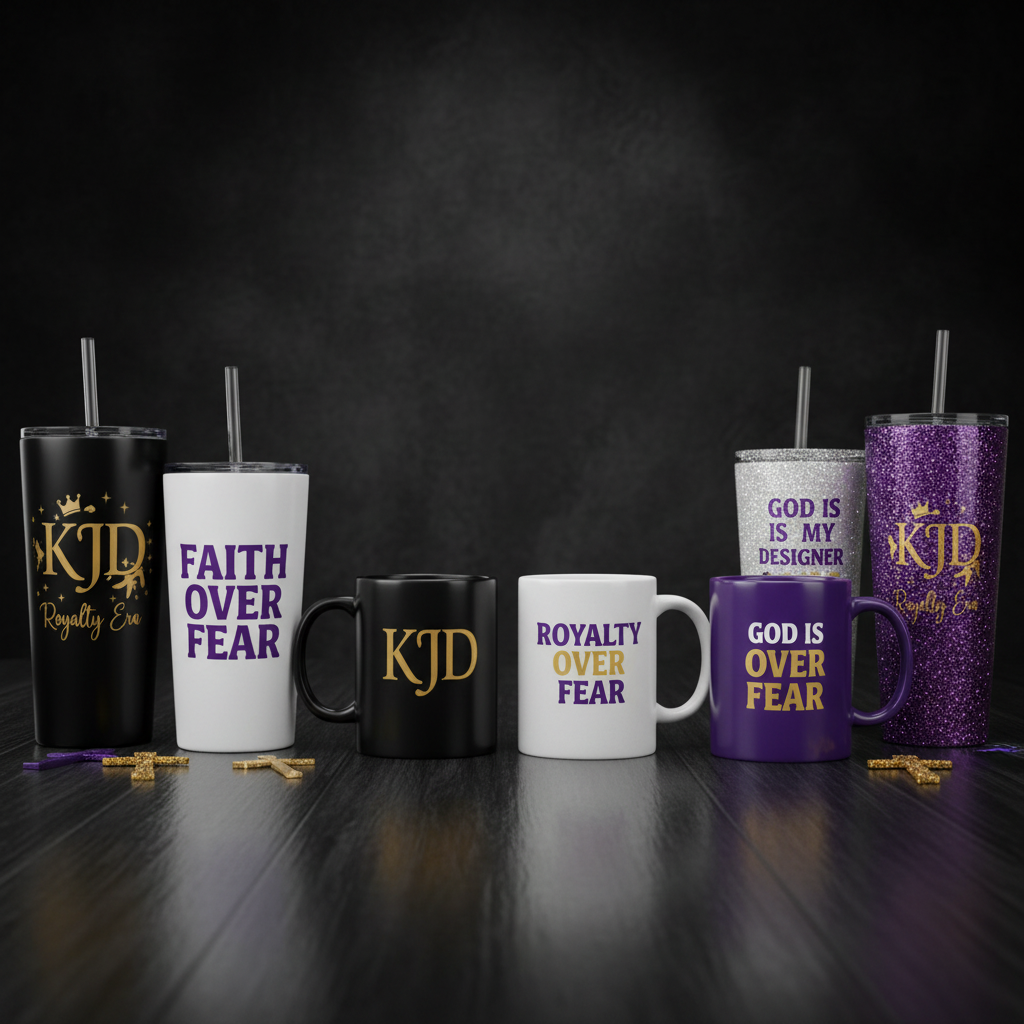 KJD custom tumblers and mugs with faith-based designs
